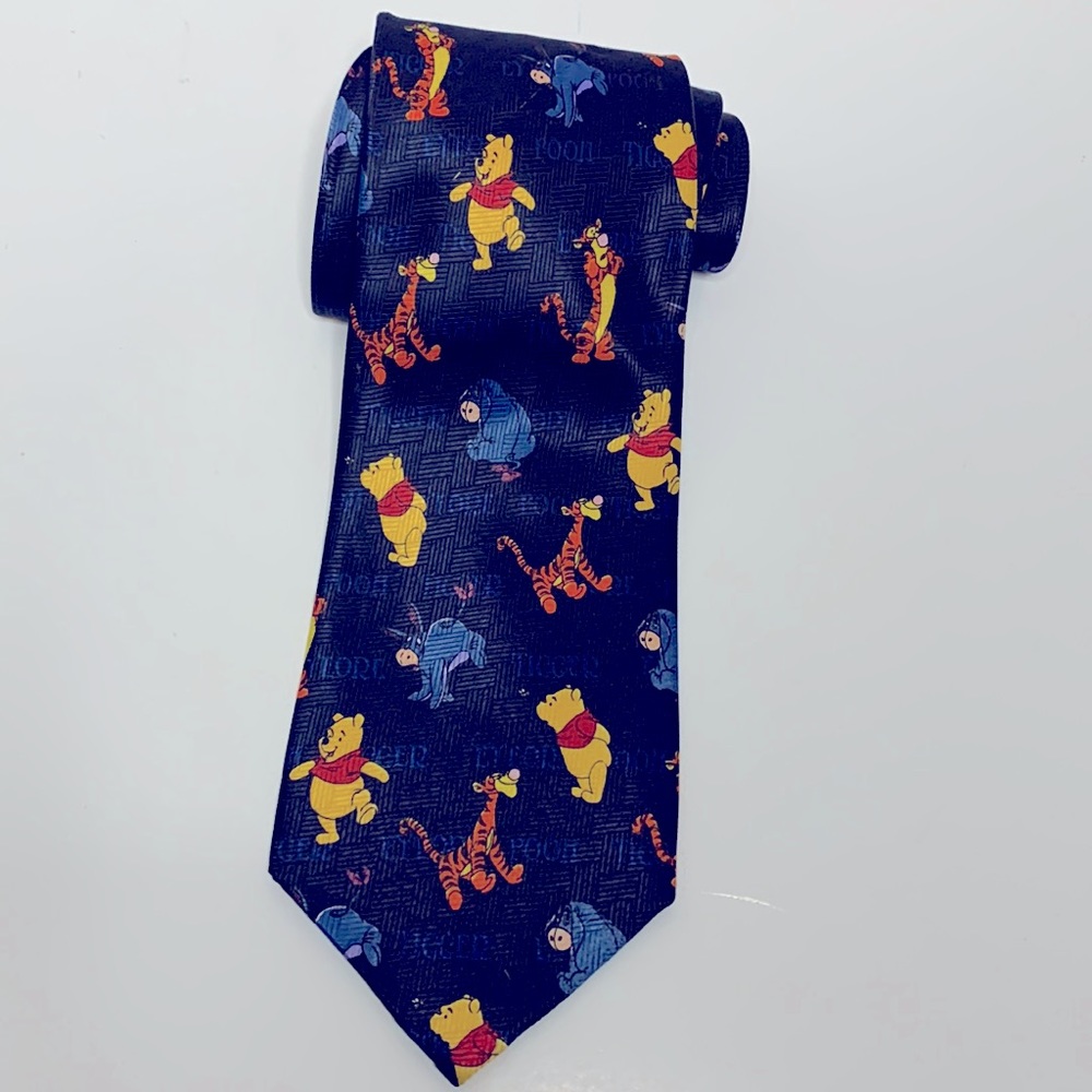 Disney | Dark Blue POOH 100% Polyester Necktie | Winnie The Pooh Series Collect